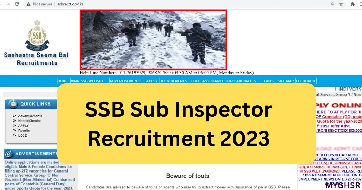 SSB Sub Inspector Recruitment 2023