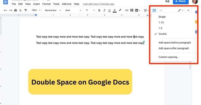 Double Space on Google Docs